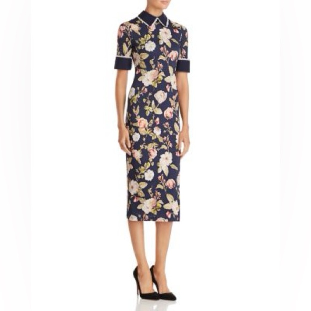 Alice + Olivia Navy Floral Midi Dress - Picture 5 of 5